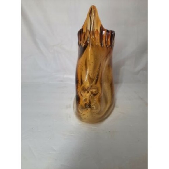 Large Crystal Art Glass Hand Blown Clear Fish Sea Ocean Beach Vase Bowl Amber 11 - Picture 9 of 9